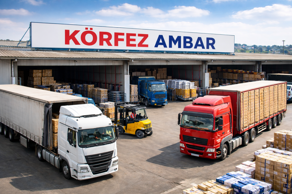 Körfez Ambar Gebze ambar sahasında yükleme yapan tırlar ve depolama alanı, parsiyel ve komple taşımacılık hizmetleri